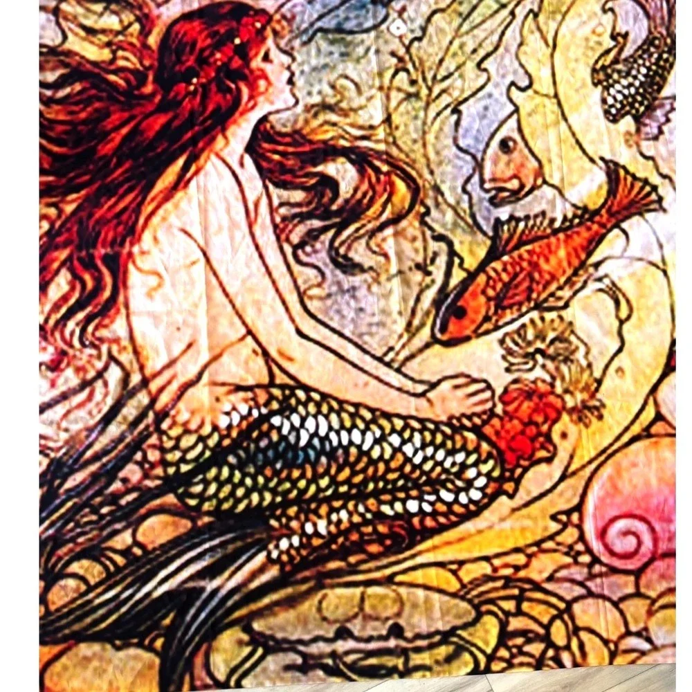 Vintage StyleShower Curtain The Little Mermaid Elenore Plaisted Abbott Art 68x72